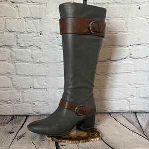 Natural Soul Charcoal and Chestnut Heeled Boots